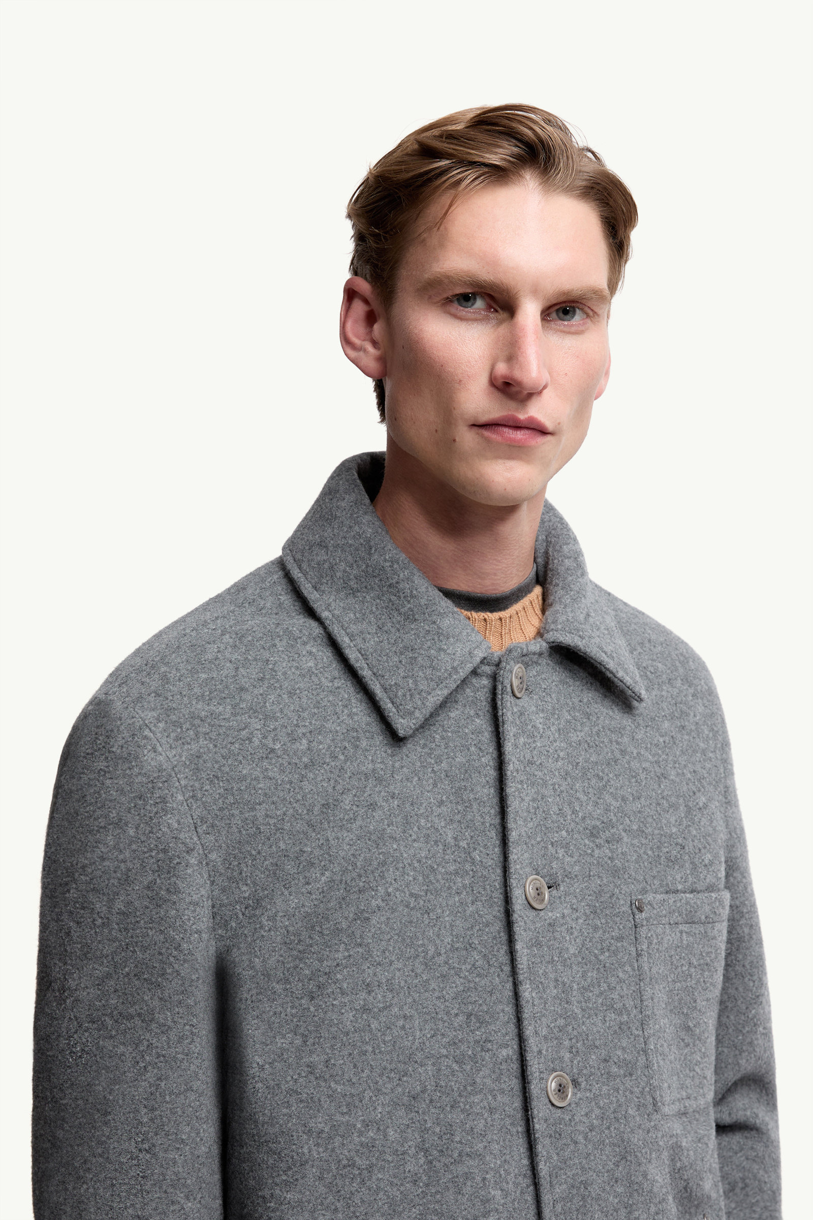 Germain Wool Down Shirt Jacket Men Gray Moncler 5