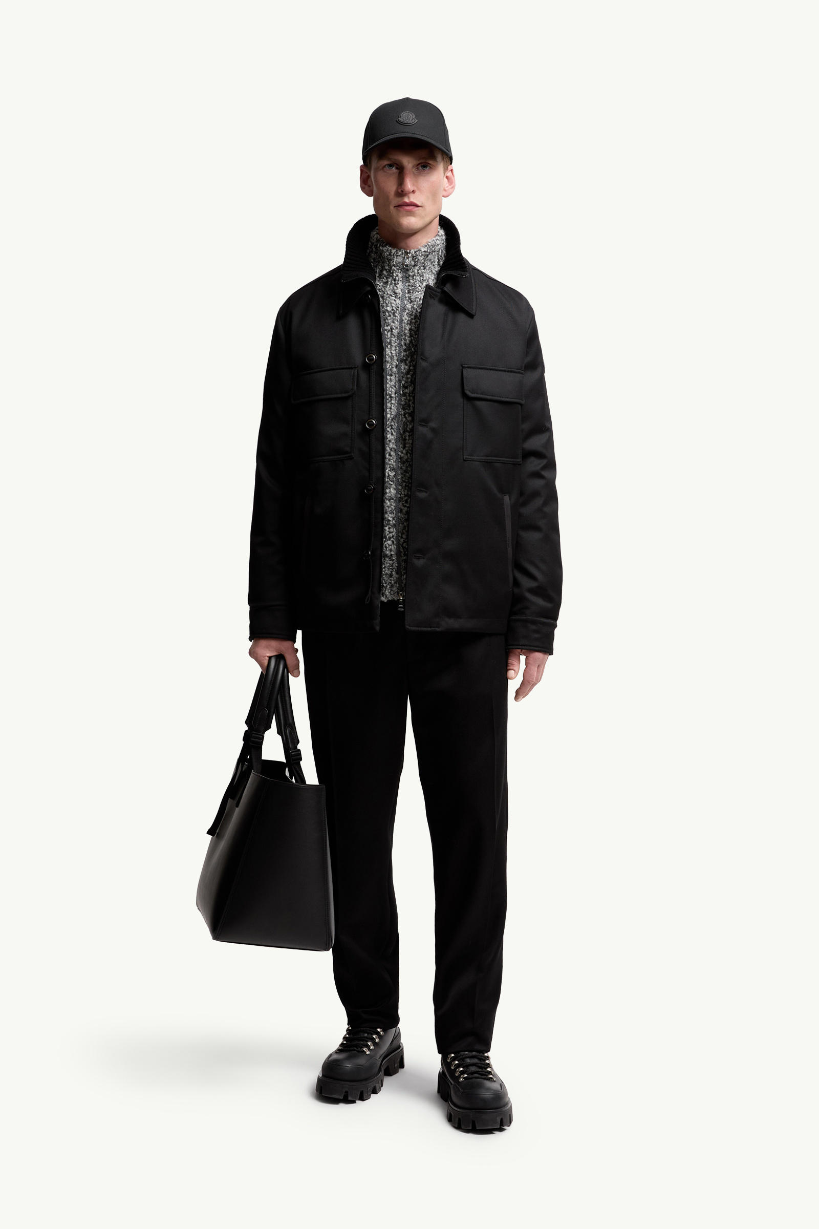 Malte Wool Down Shirt Jacket Men Black Moncler 0