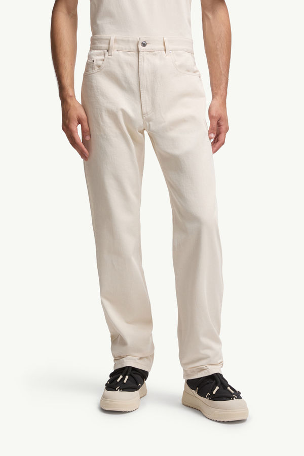 Straight Leg Jeans Men White Ivory Moncler 3