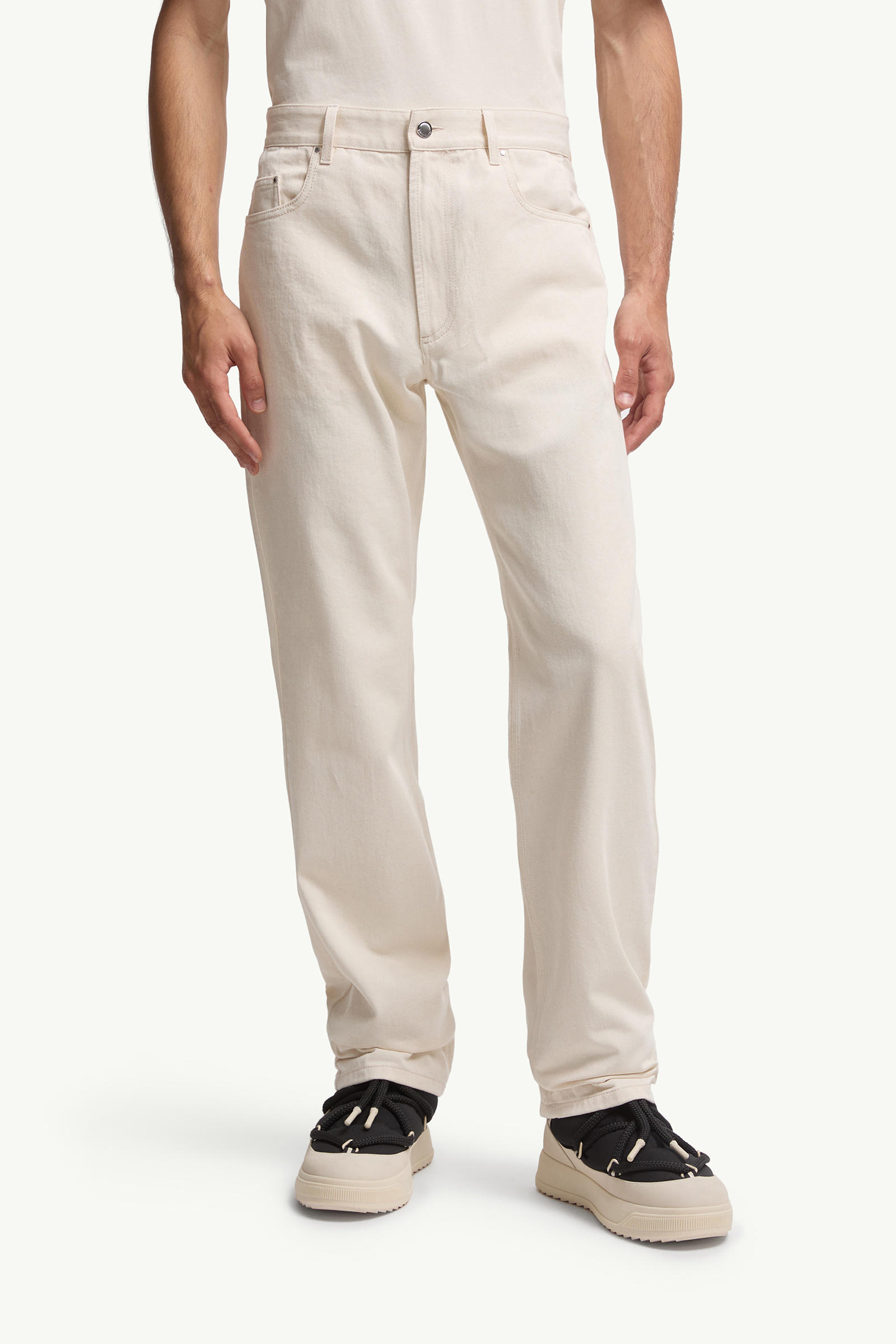 Straight Leg Jeans Men White Ivory Moncler 3