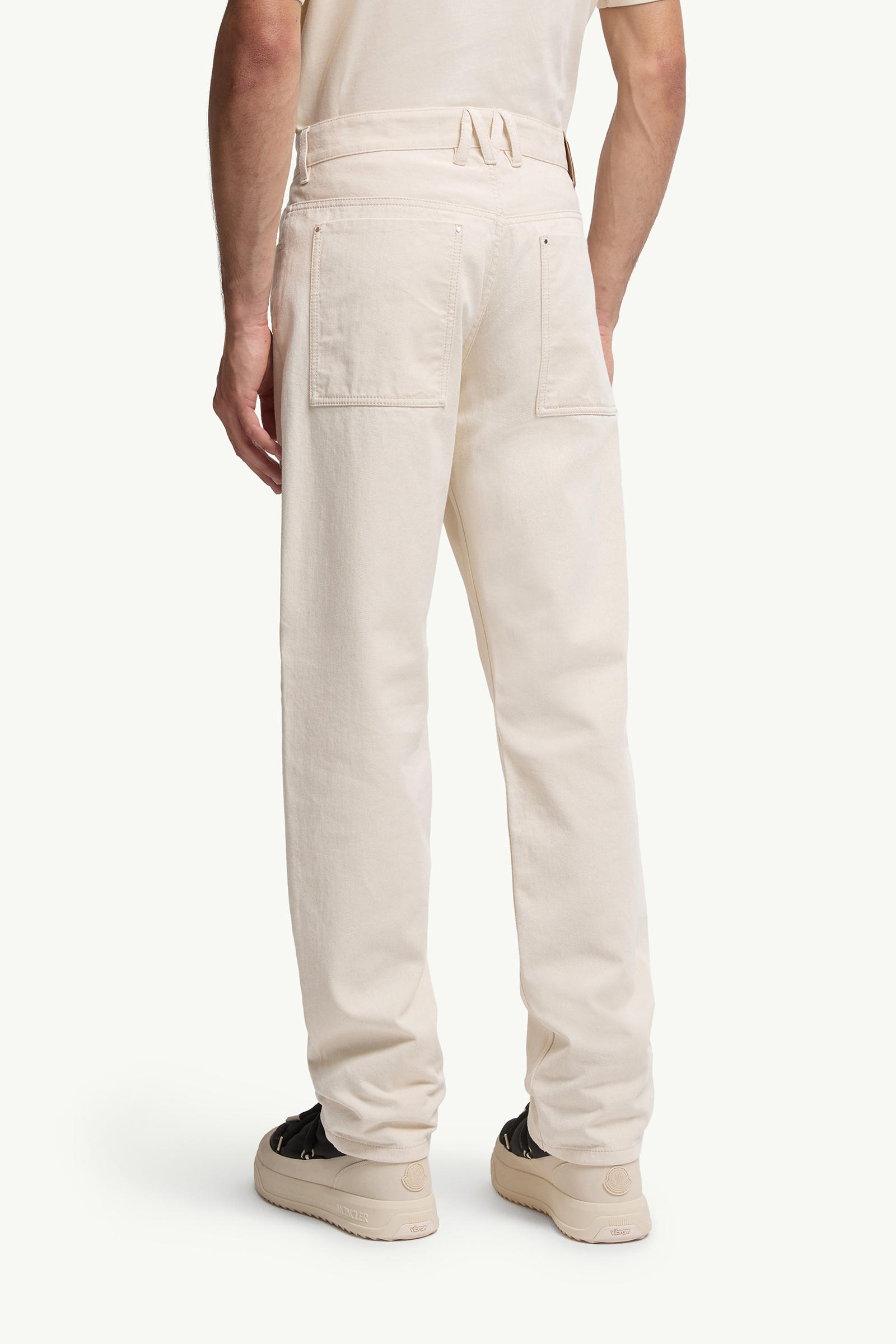 Straight Leg Jeans Men White Ivory Moncler 4