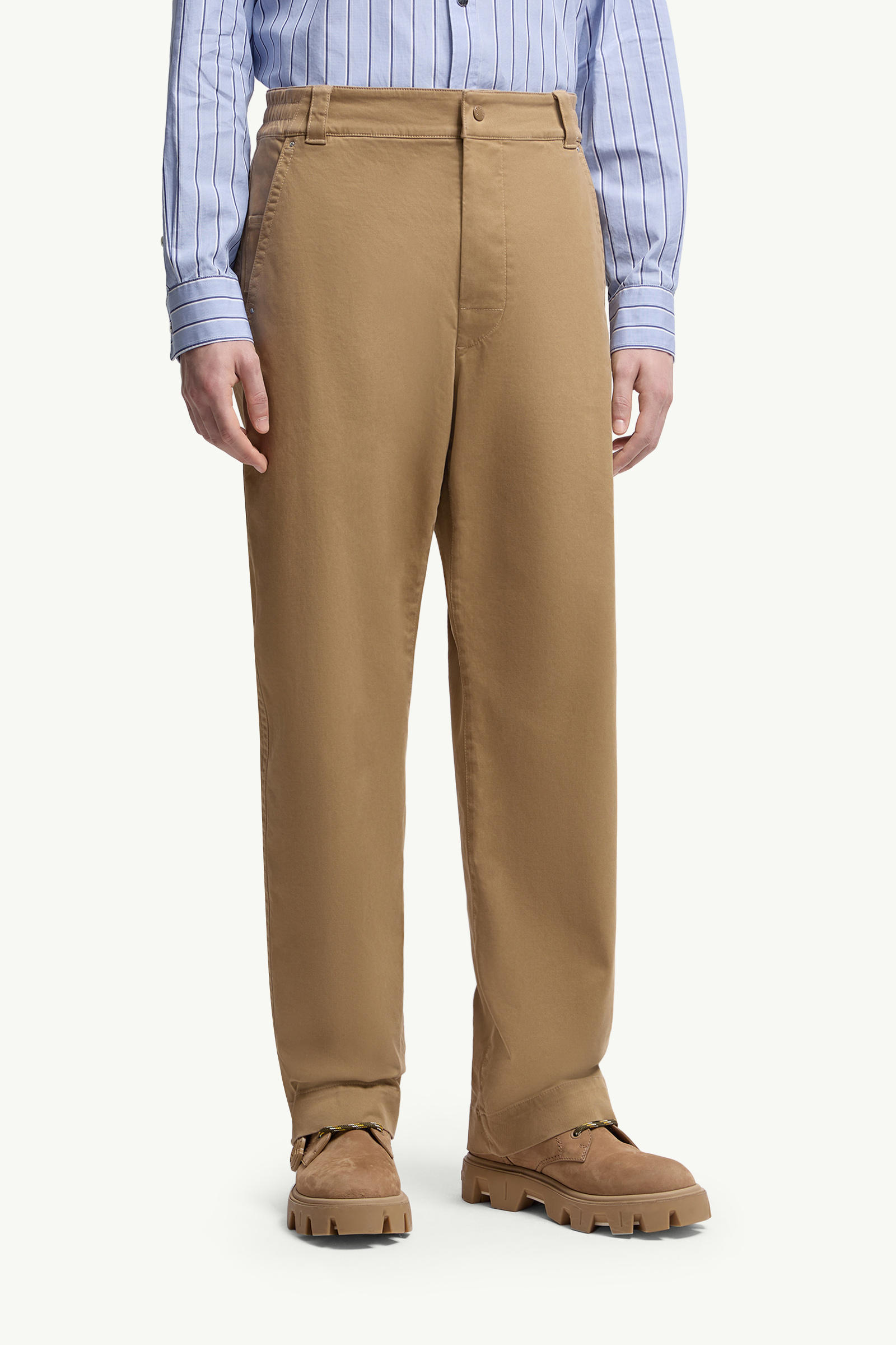Cotton Gabardine Trousers Men Beige Moncler 3