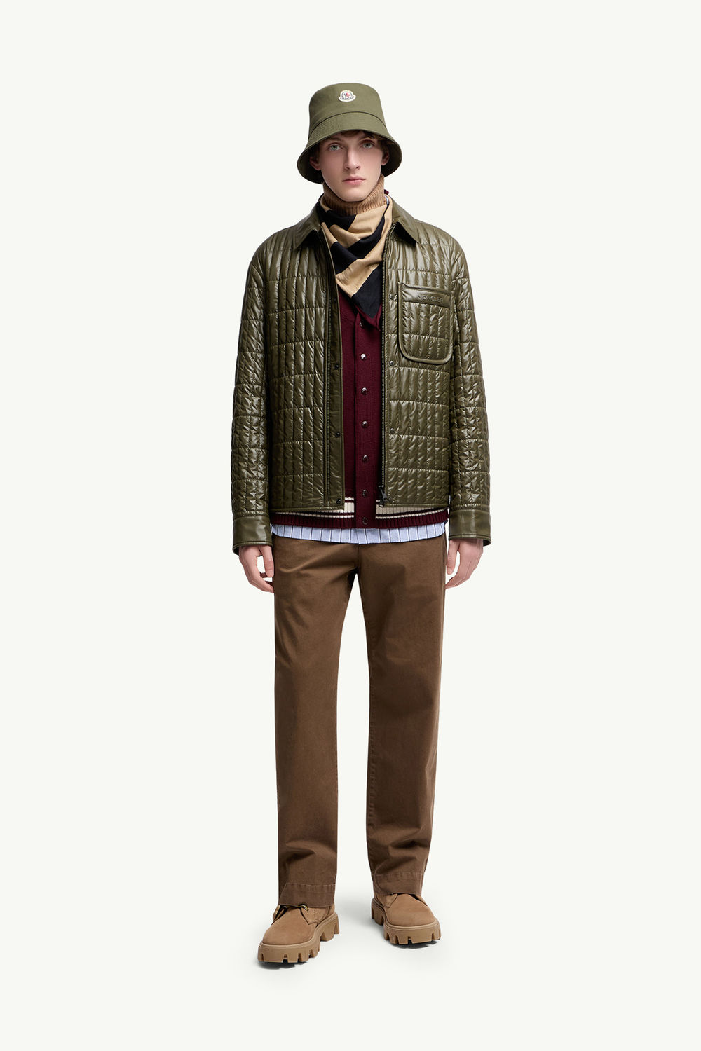Cotton Gabardine Trousers Men Brown Moncler 0