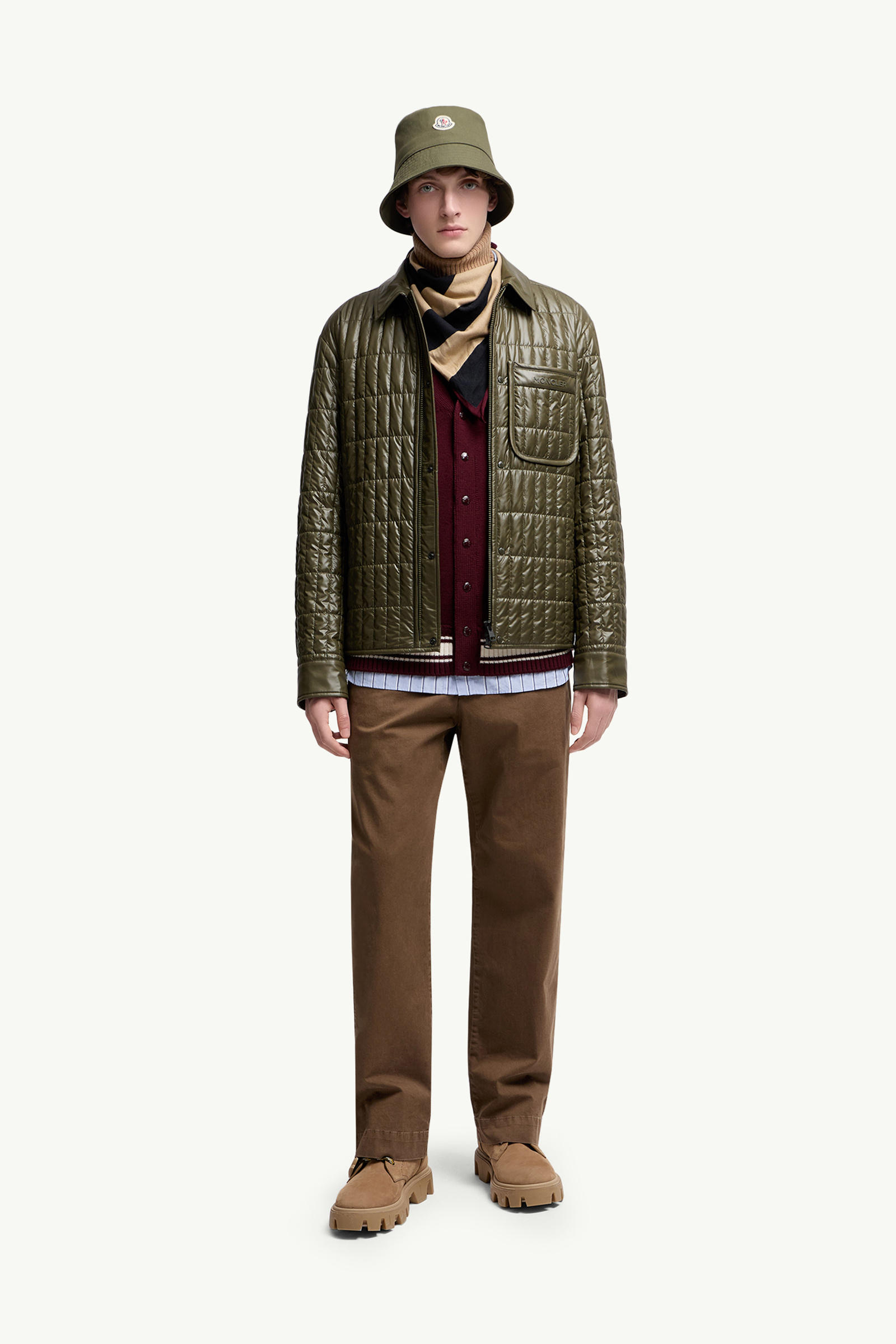 Pantalones de gabardina de algodón Hombre Marrón Moncler 0