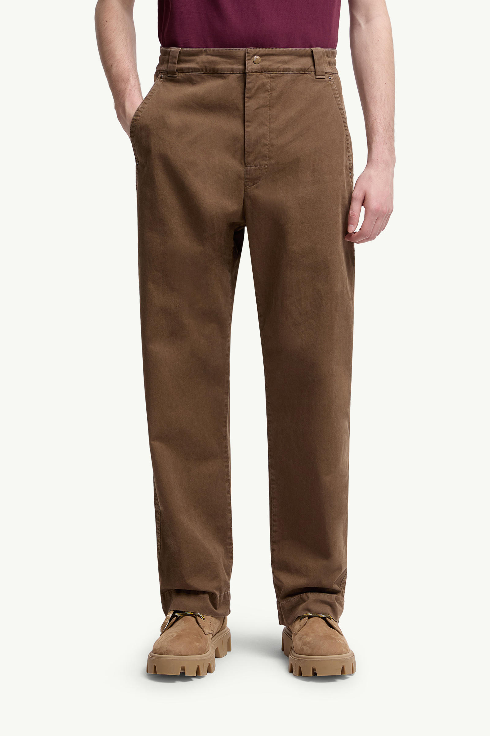 Pantalones de gabardina de algodón Hombre Marrón Moncler 3