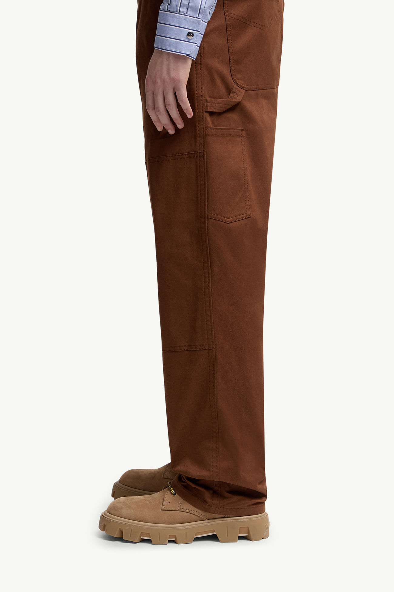 Pantalones de gabardina de algodón Hombre Marrón Moncler 1