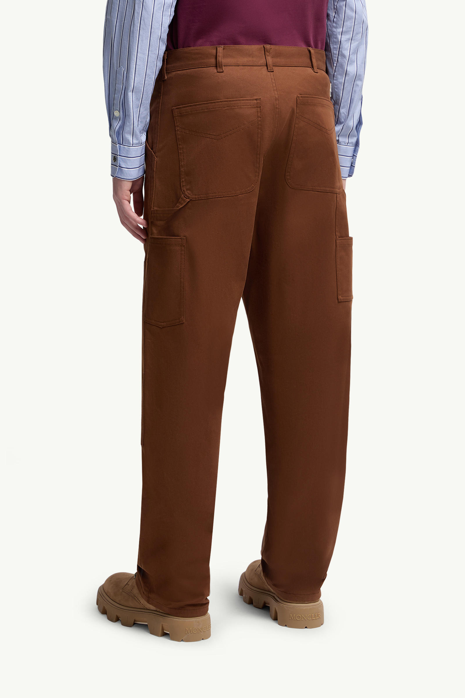 Cotton Gabardine Trousers Men Brown Moncler 4