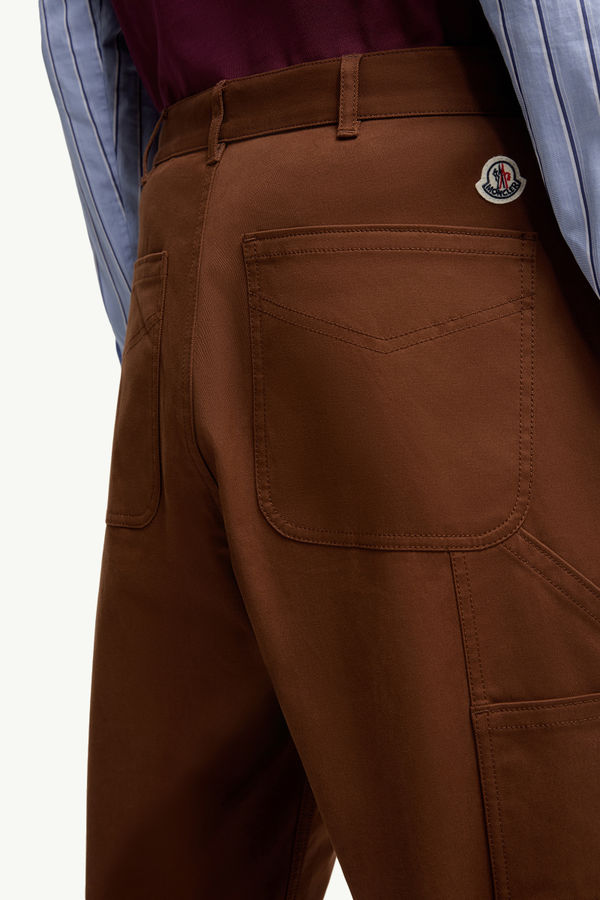Cotton Gabardine Trousers Men Brown Moncler 5