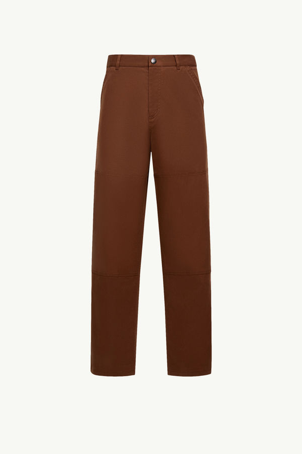 Cotton Gabardine Trousers Men Brown Moncler 2