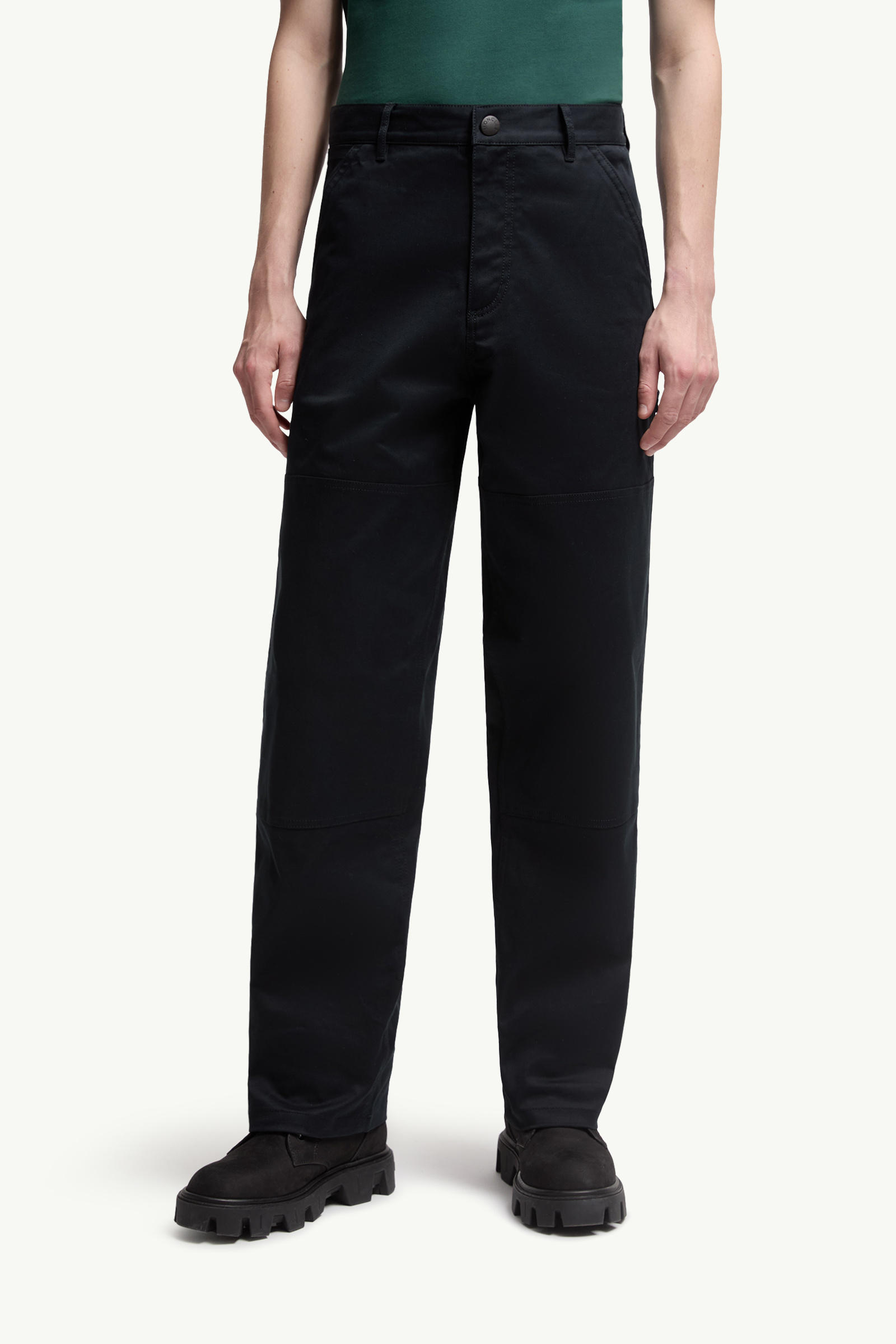 Cotton Gabardine Trousers Men Navy Blue Moncler 3