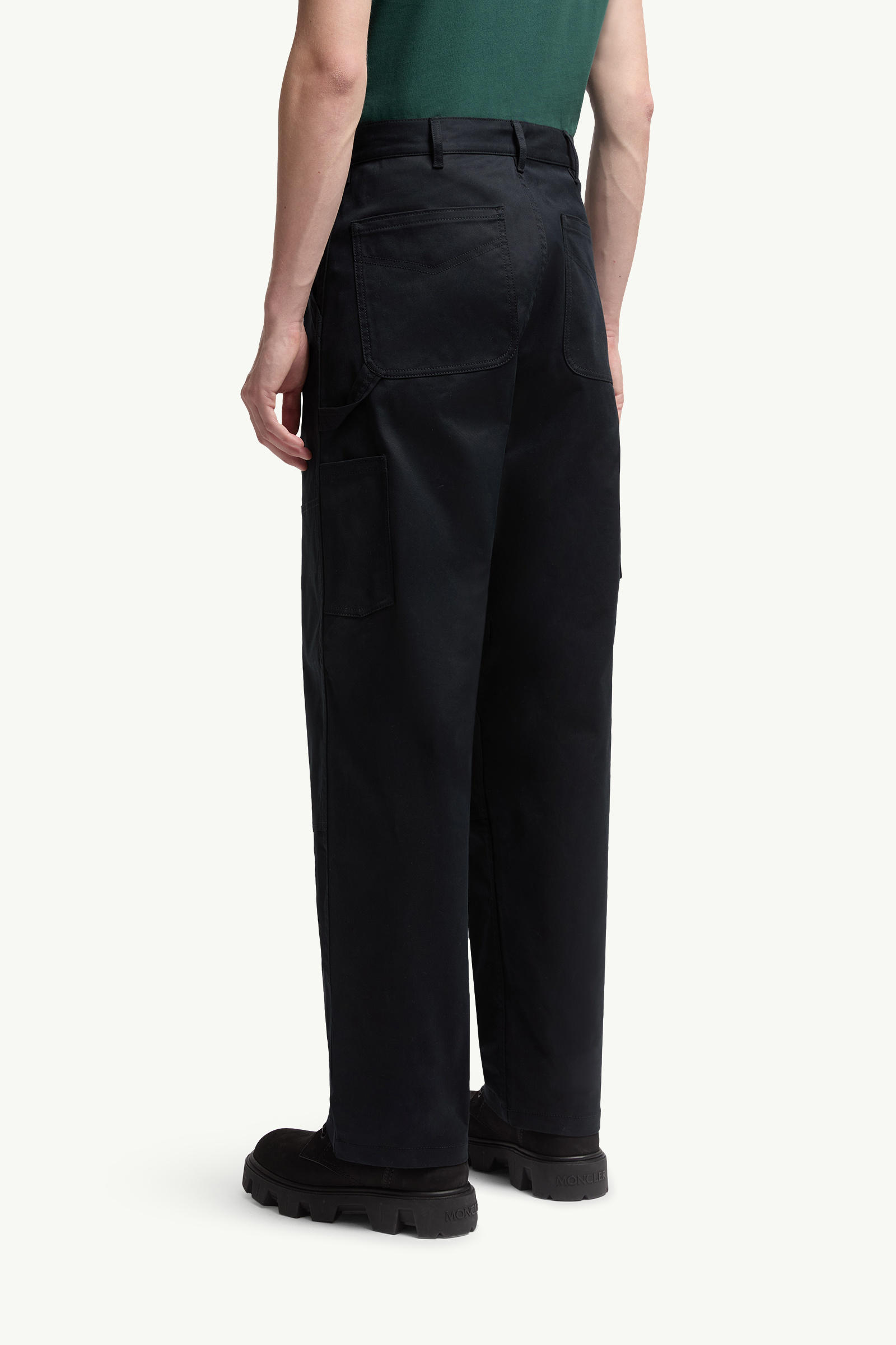 Cotton Gabardine Trousers Men Navy Blue Moncler 4