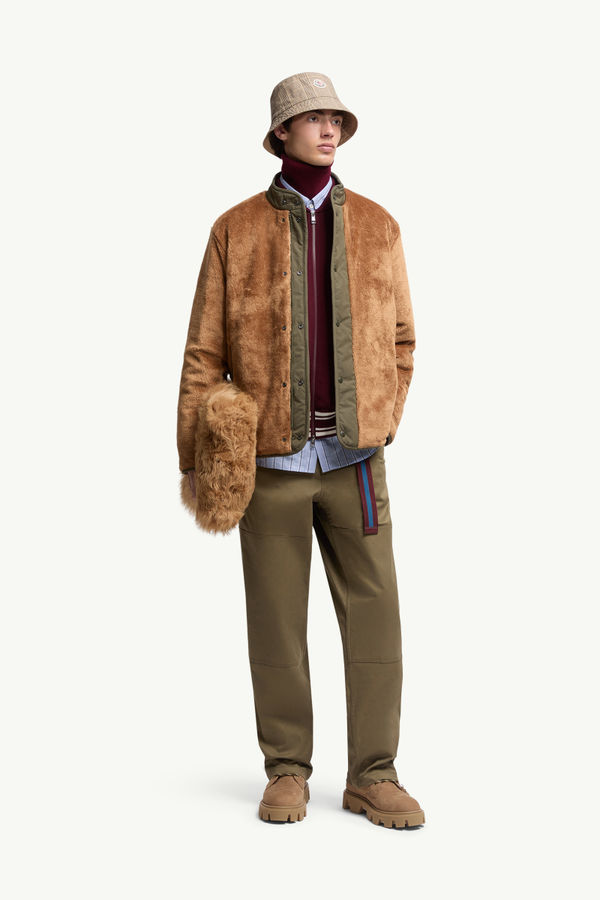 Pantalones de gabardina de algodón Hombre Verde Oliva Moncler 0