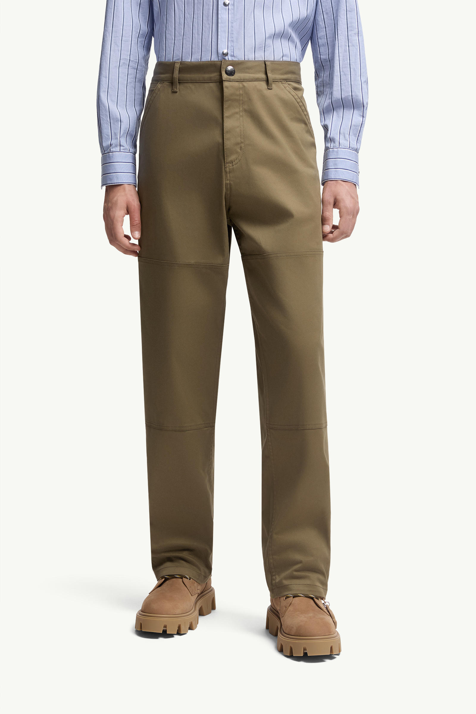 Cotton Gabardine Trousers Men Olive Green Moncler 3