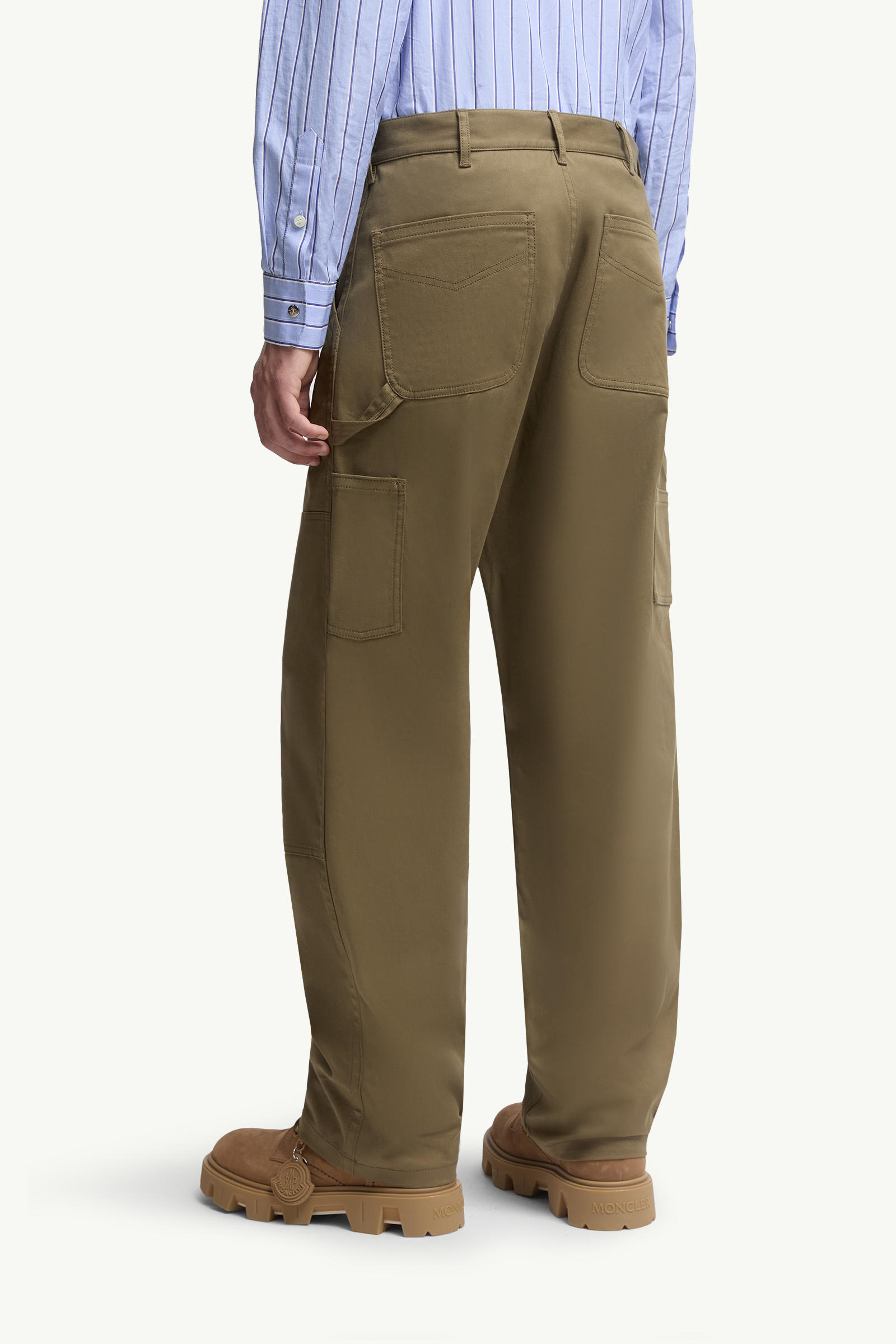 Cotton Gabardine Trousers Men Olive Green Moncler 4