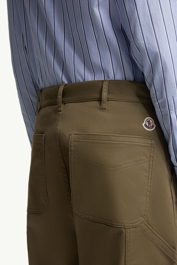Cotton Gabardine Trousers Men Olive Green Moncler 5