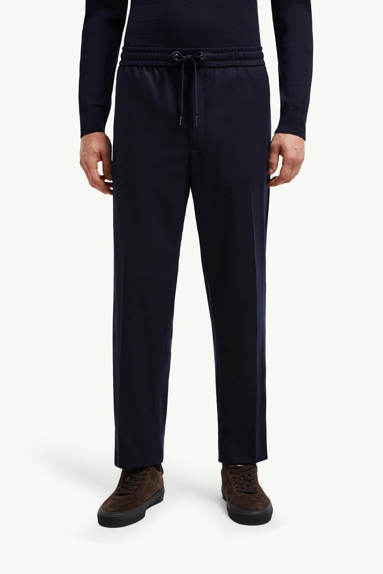 Navy Blue Cashmere Blend Jogging Trousers - Trousers Navy Blue Cashmere Blend Jogging Trousers - Trousers