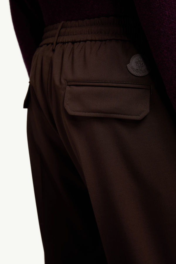 Wool Blend Gabardine Tailored Trousers Men Brown Moncler 5