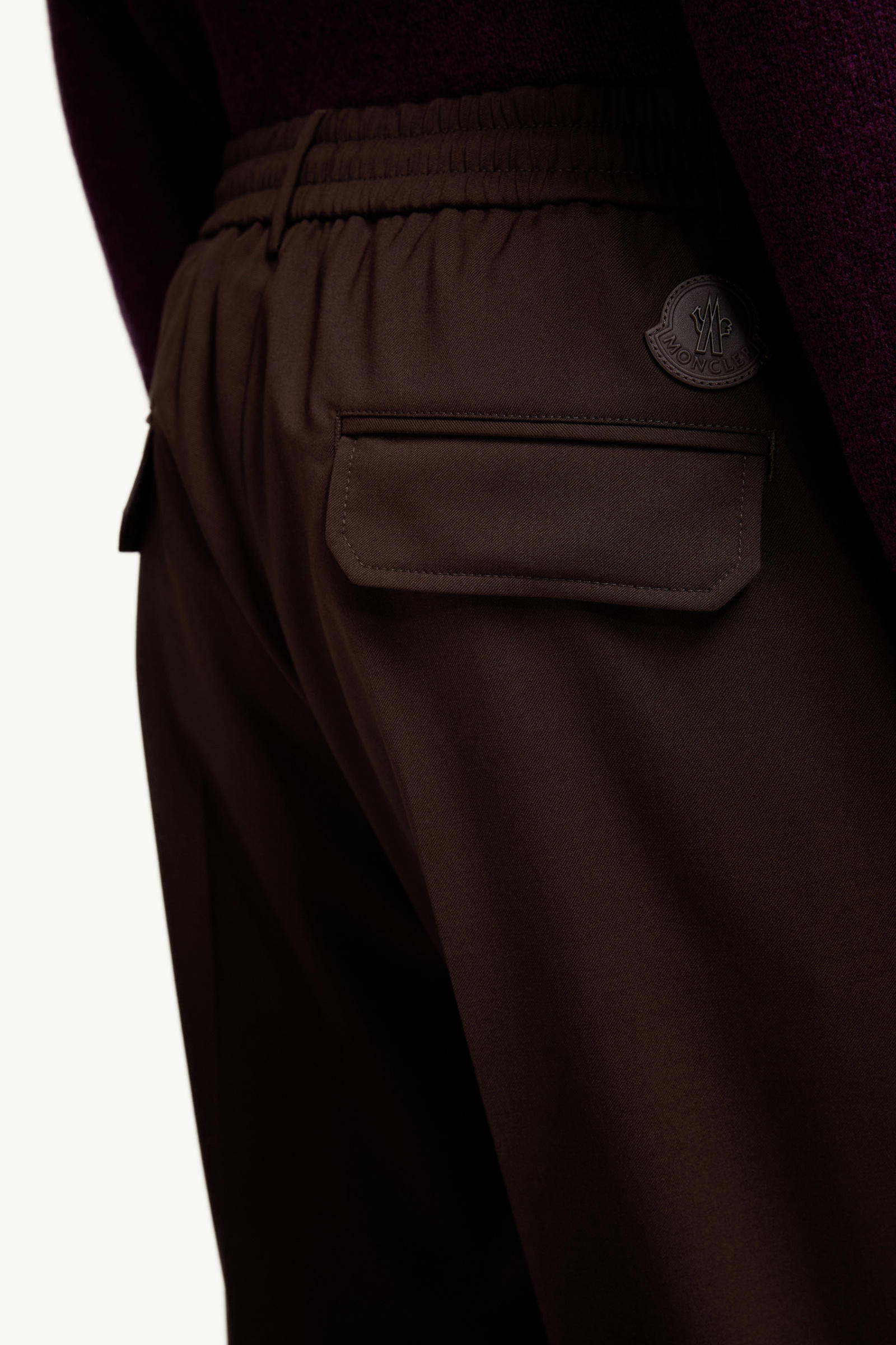 Wool Blend Gabardine Tailored Trousers Men Brown Moncler 5