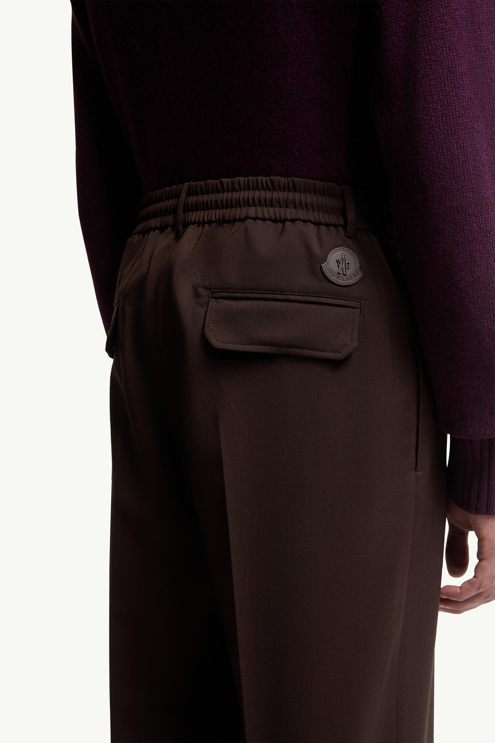 Wool Blend Gabardine Tailored Trousers Men Brown Moncler 6