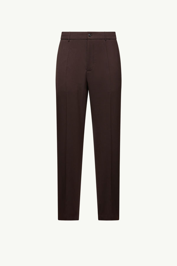Wool Blend Gabardine Tailored Trousers Men Brown Moncler 2