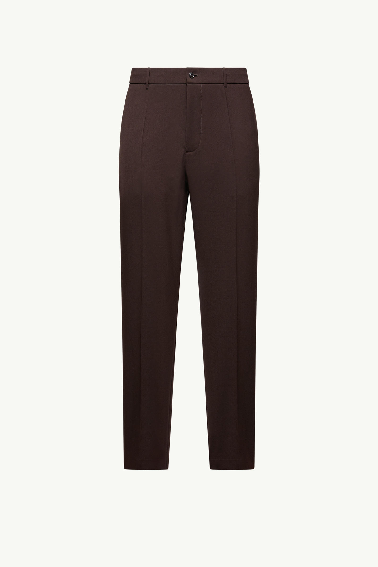 Wool Blend Gabardine Tailored Trousers Men Brown Moncler 2