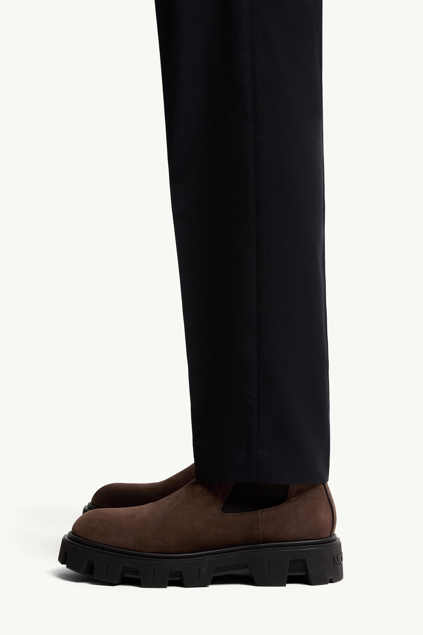 Wool Blend Gabardine Tailored Trousers Men Dark Blue Moncler 1