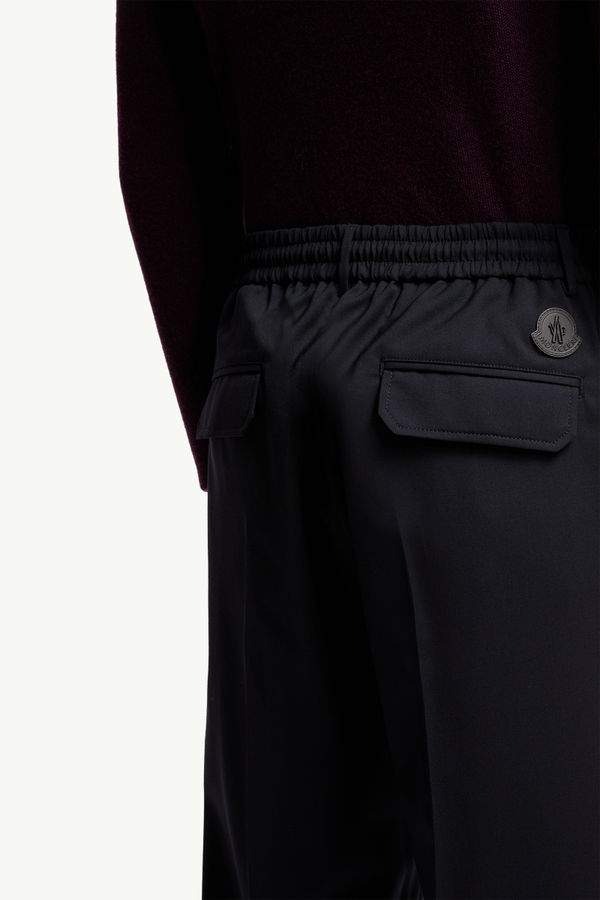 Wool Blend Gabardine Tailored Pants Men Dark Blue Moncler 5