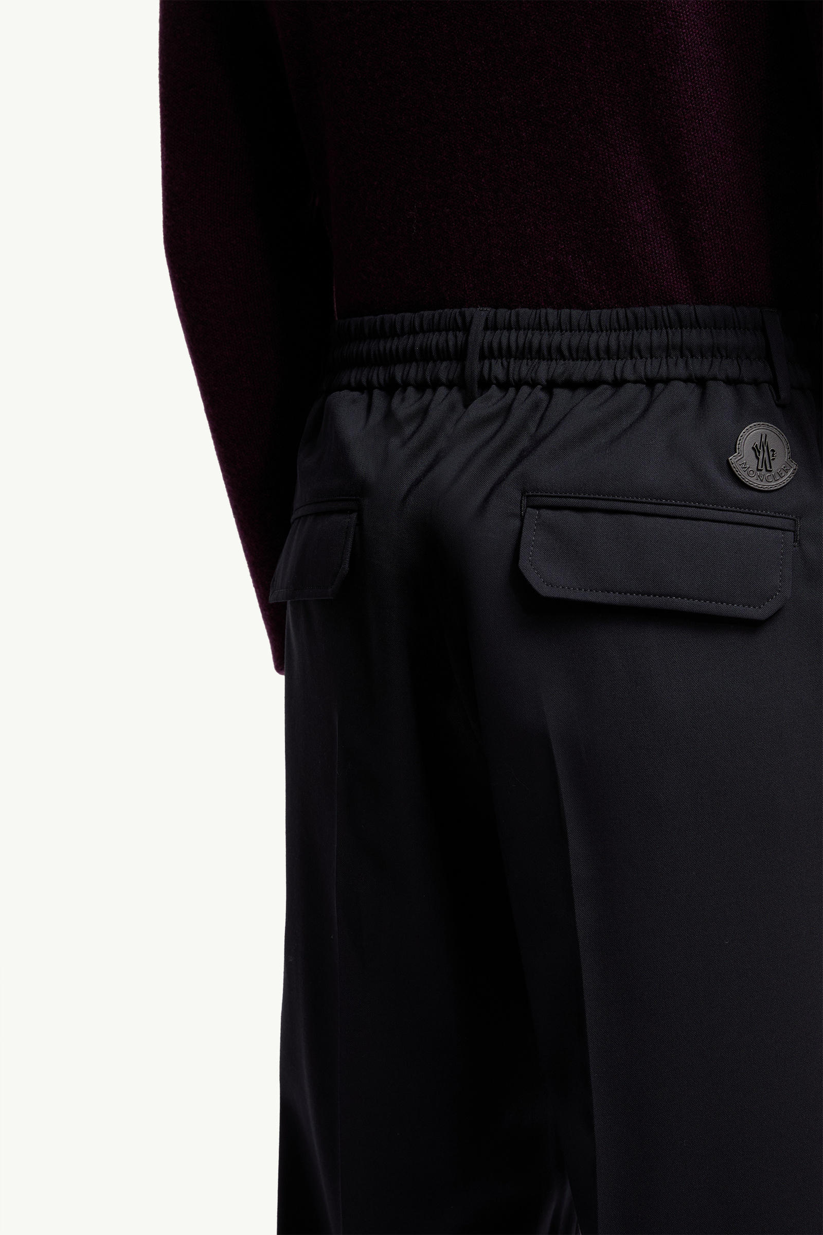 Wool Blend Gabardine Tailored Trousers Men Dark Blue Moncler 5