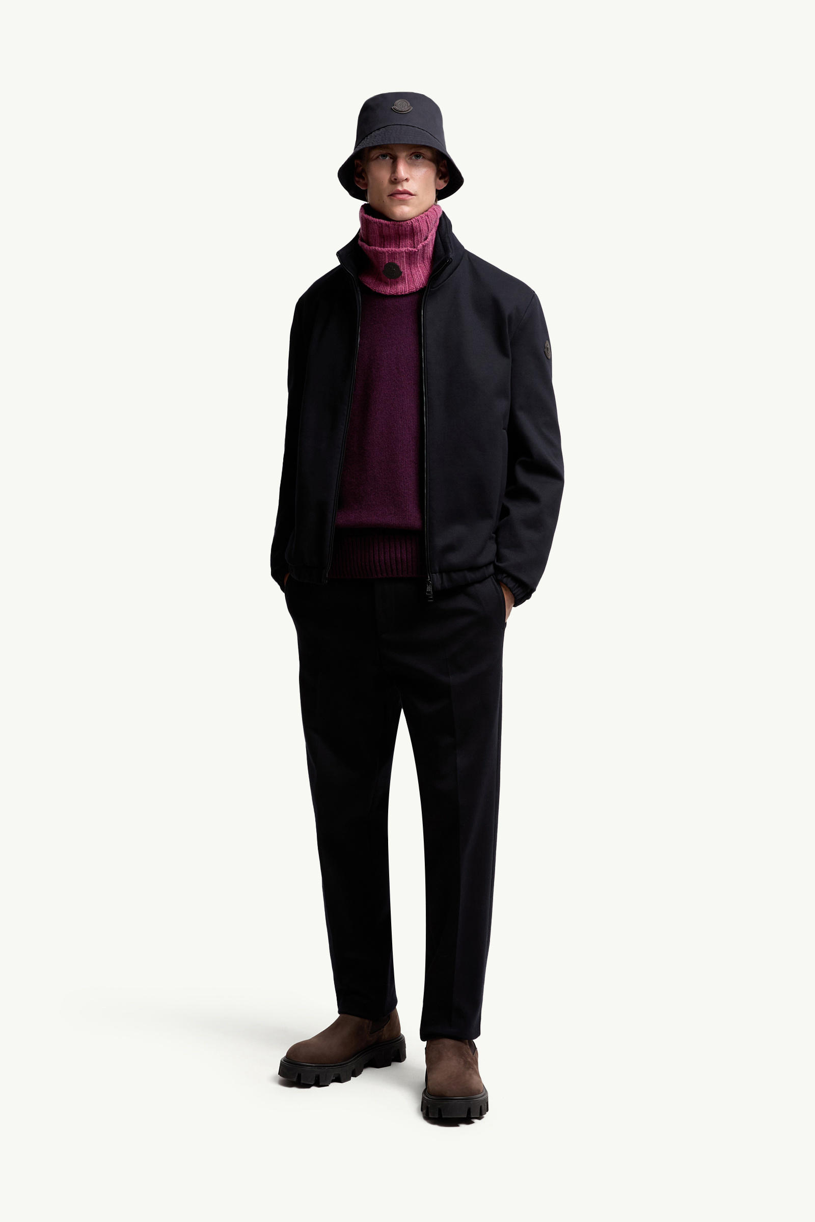 棉質混紡西裝長褲 男士 藍色 Moncler 0