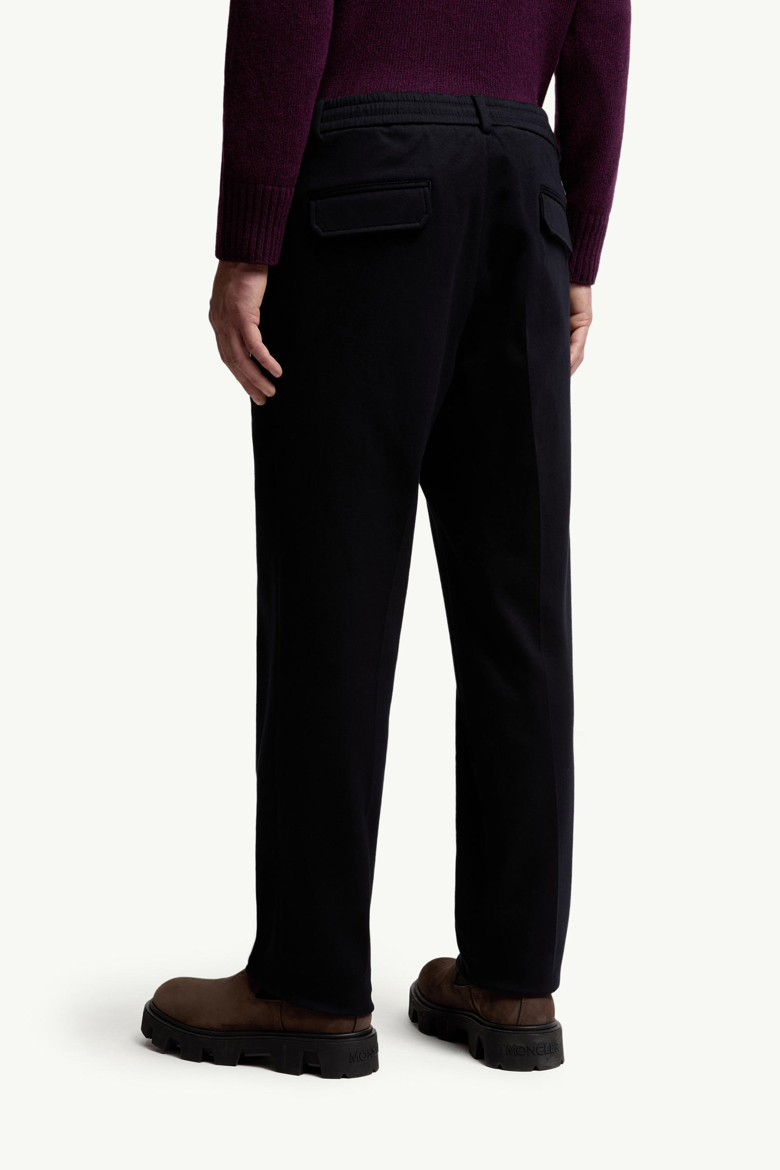 Cotton Blend Tailored Trousers Men Blue Moncler 4