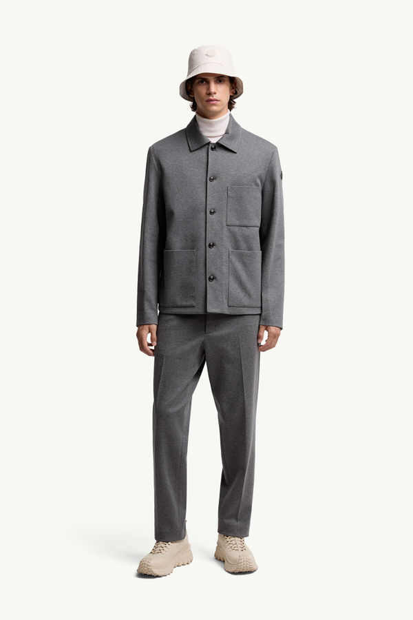Pantaloni Sartoriali in Misto Cotone Uomo Grigio Moncler 0