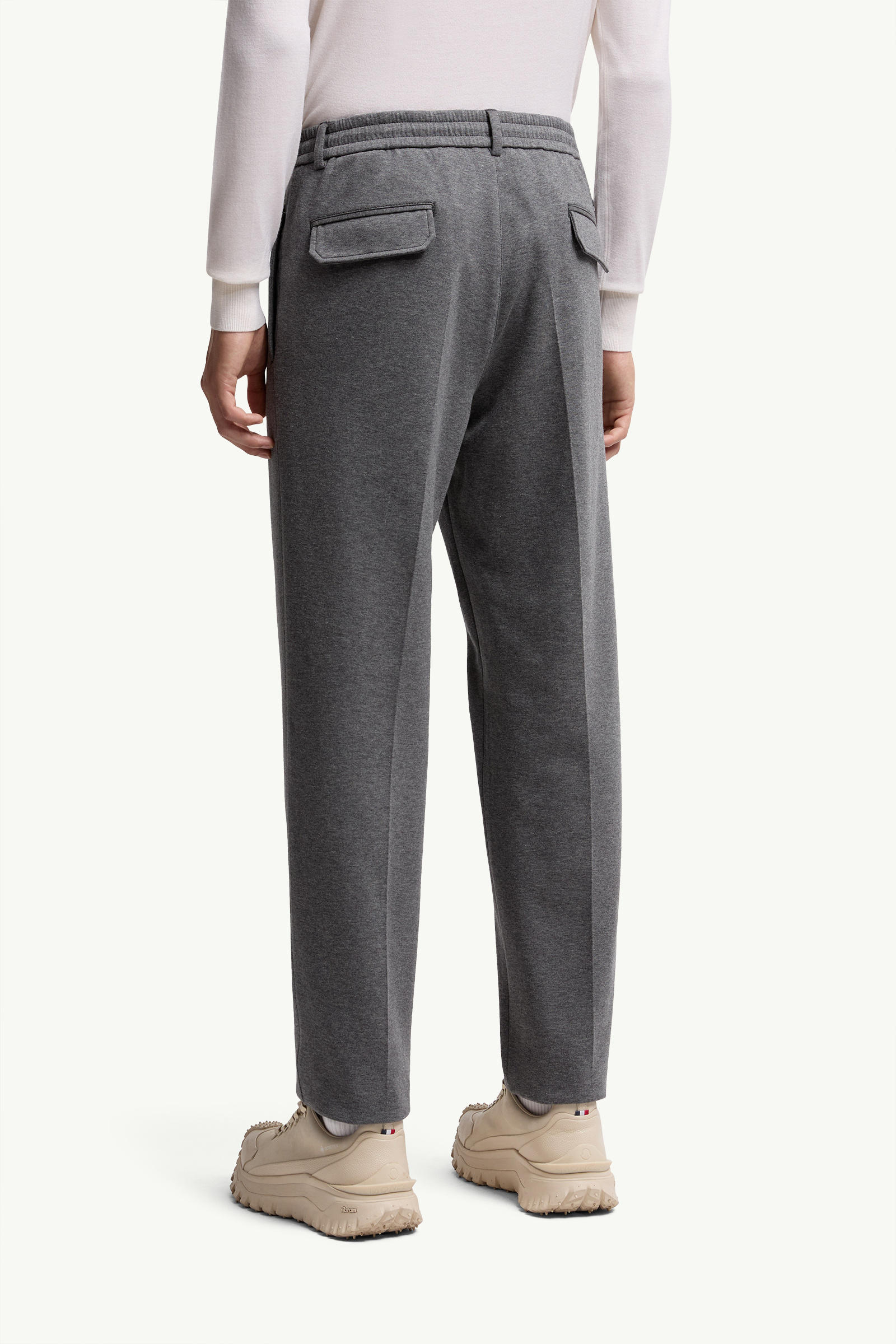 Cotton Blend Tailored Trousers Men Gray Moncler 4