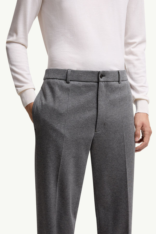 Cotton Blend Tailored Trousers Men Gray Moncler 5