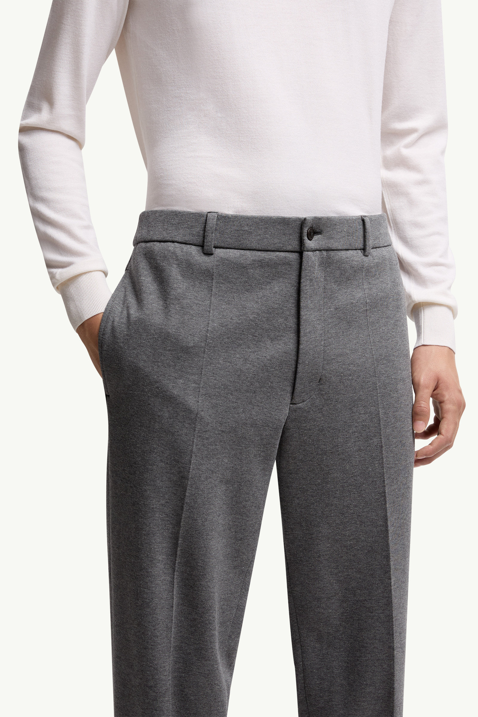 Cotton Blend Tailored Trousers Men Gray Moncler 5