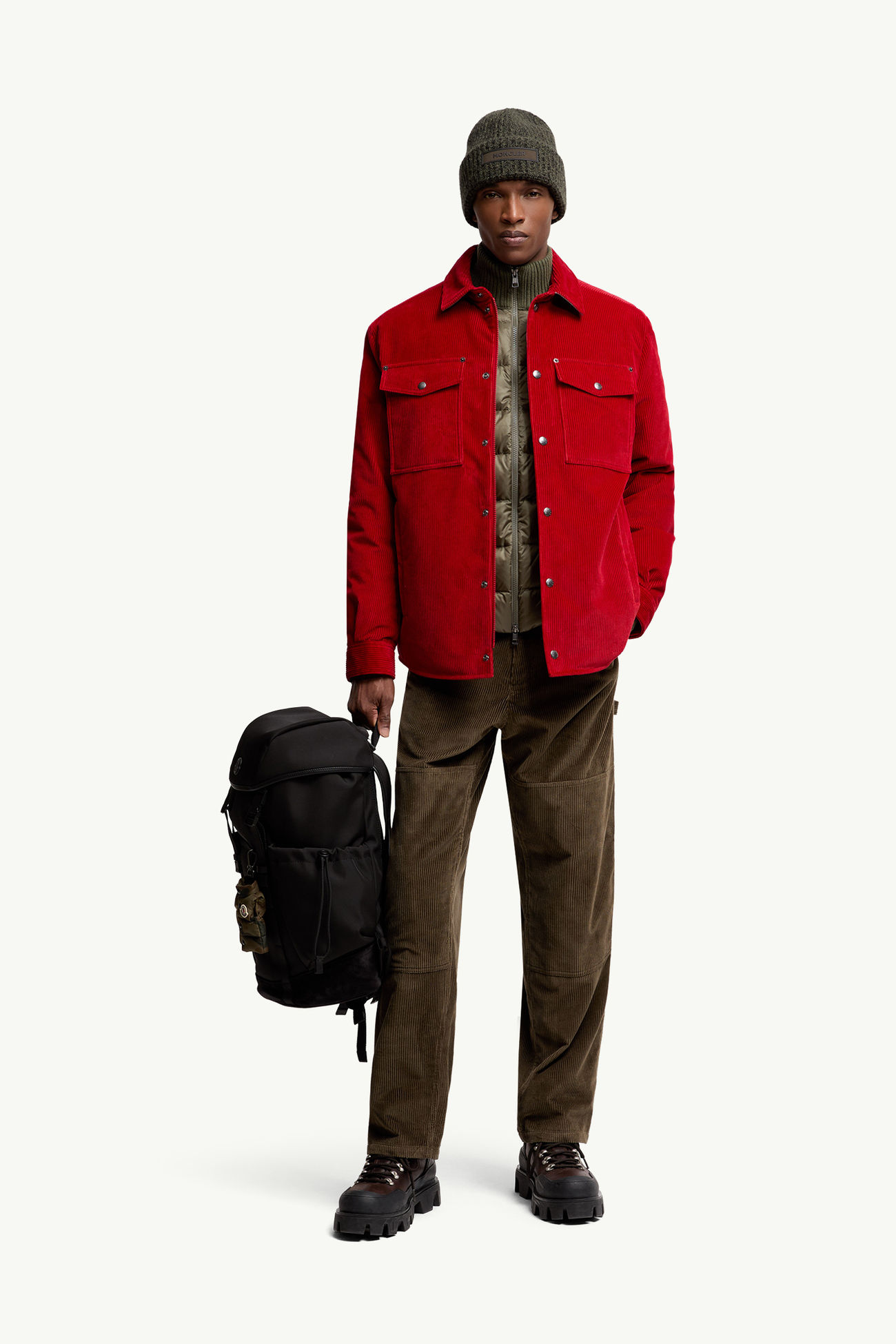 Pantalon de survêtement côtelé Hommes Vert Foncé Moncler 0