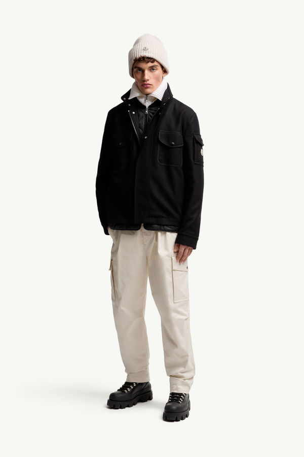 Cotton Gabardine Cargo Trousers Men White Ivory Moncler 0