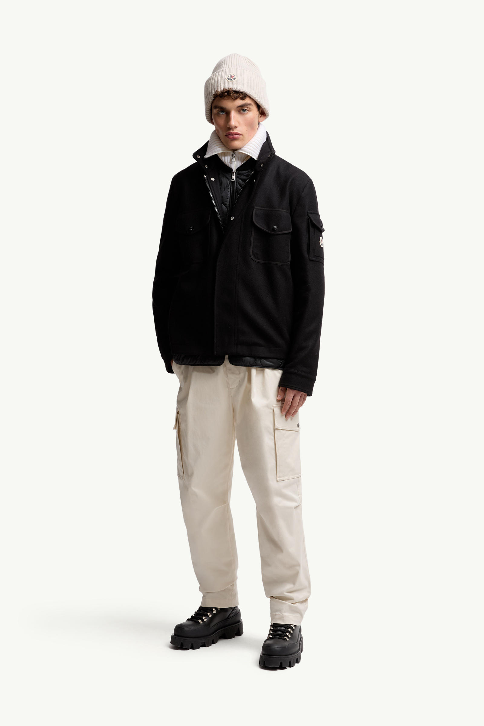Cotton Gabardine Cargo Trousers Men White Ivory Moncler 0