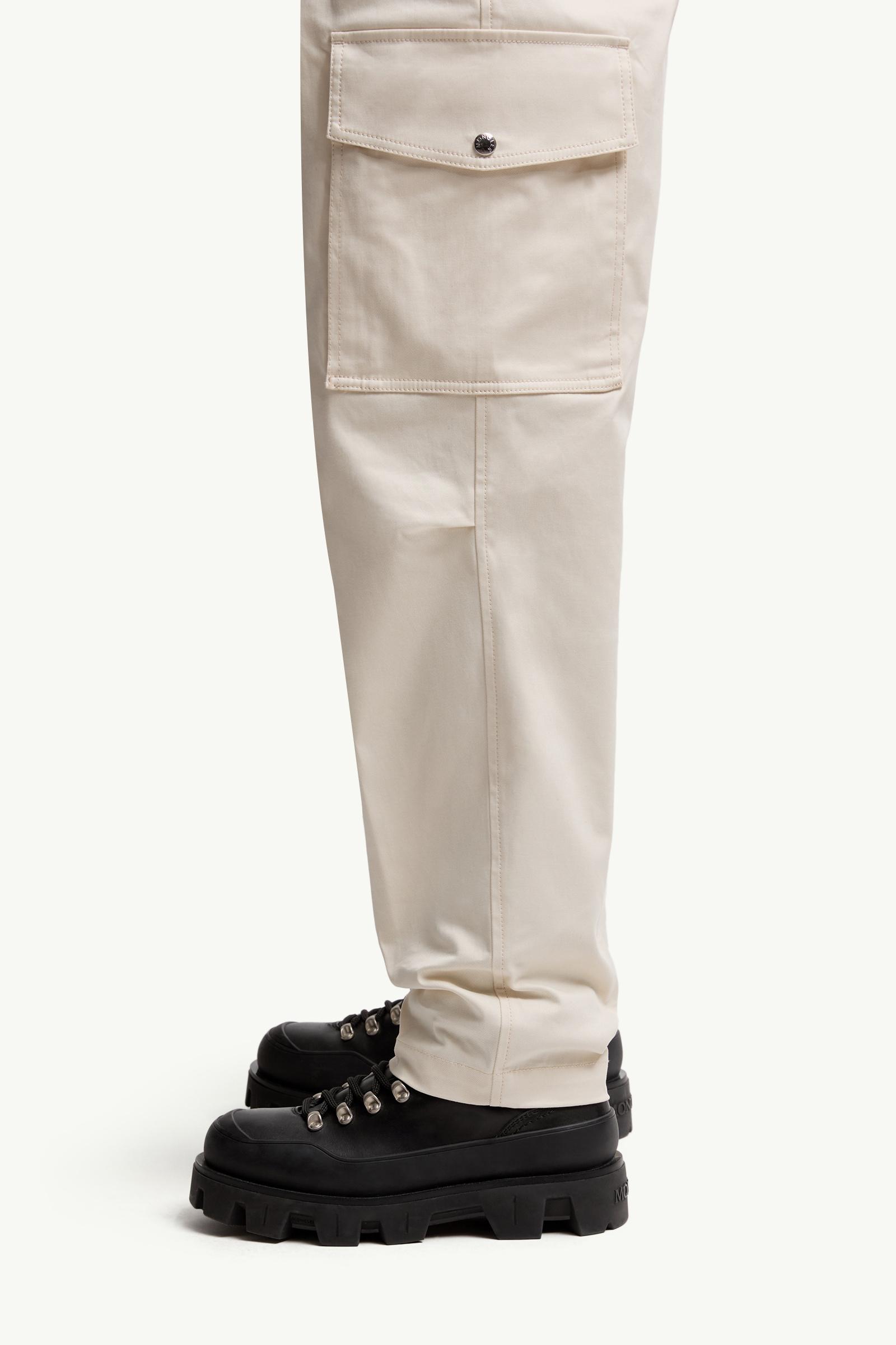 Cotton Gabardine Cargo Trousers Men White Ivory Moncler 1