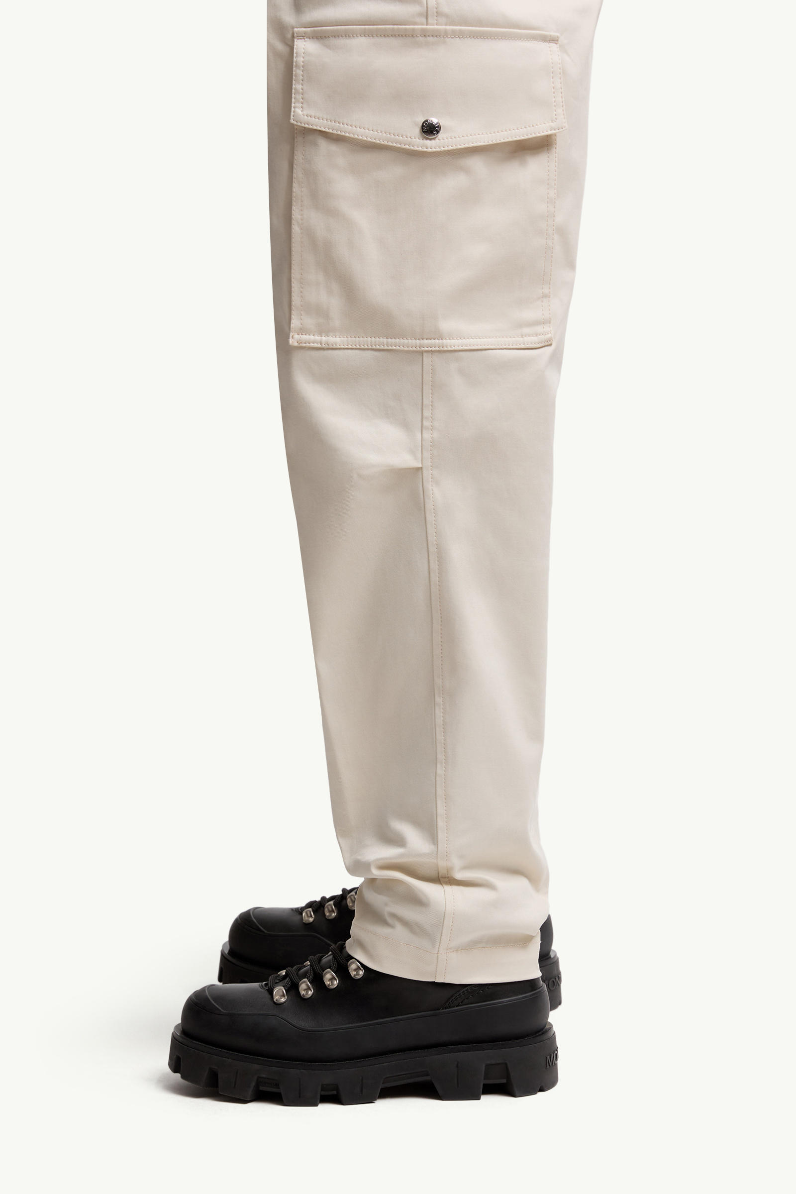 Cotton Gabardine Cargo Trousers Men White Ivory Moncler 1