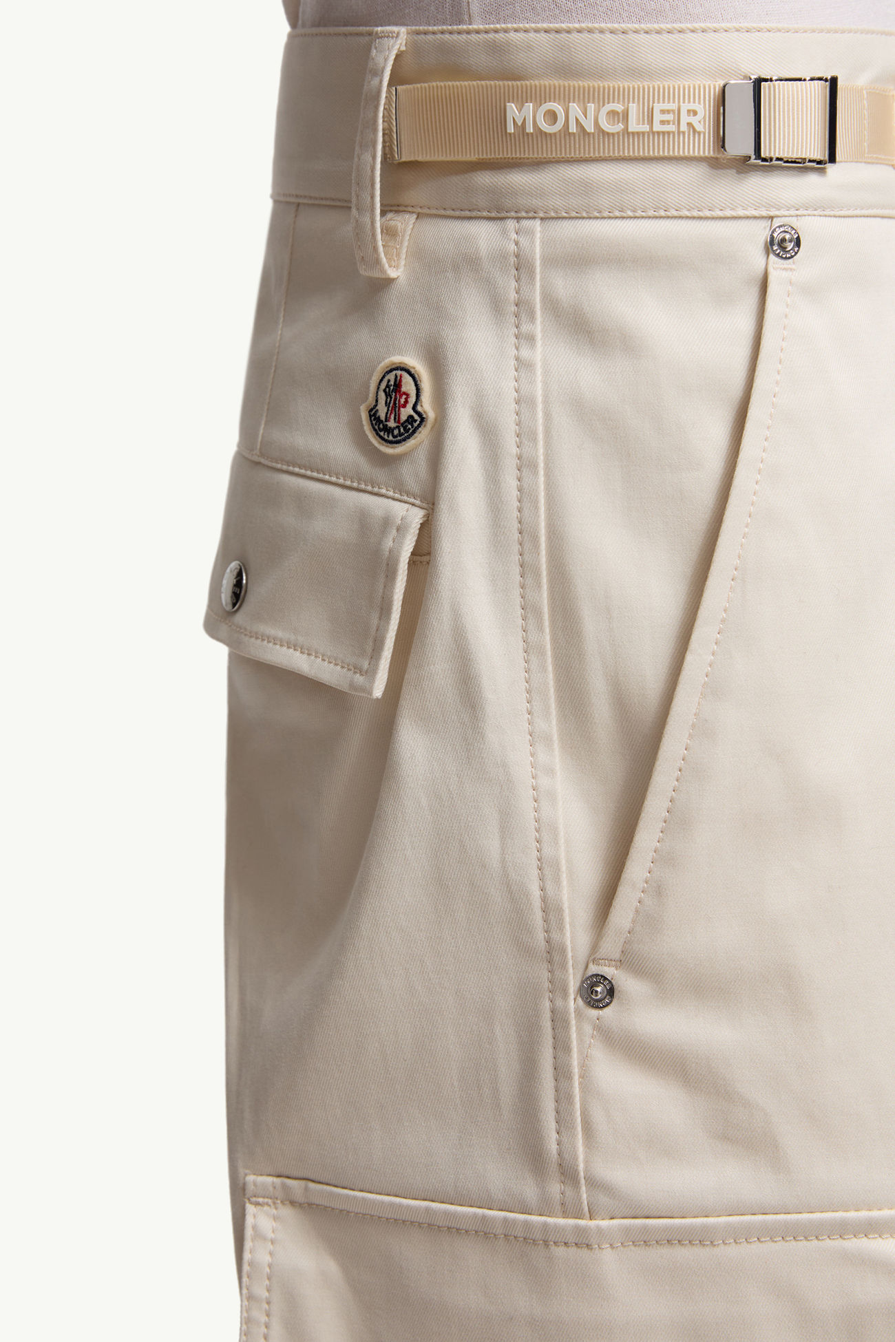Cotton Gabardine Cargo Trousers Men White Ivory Moncler 5