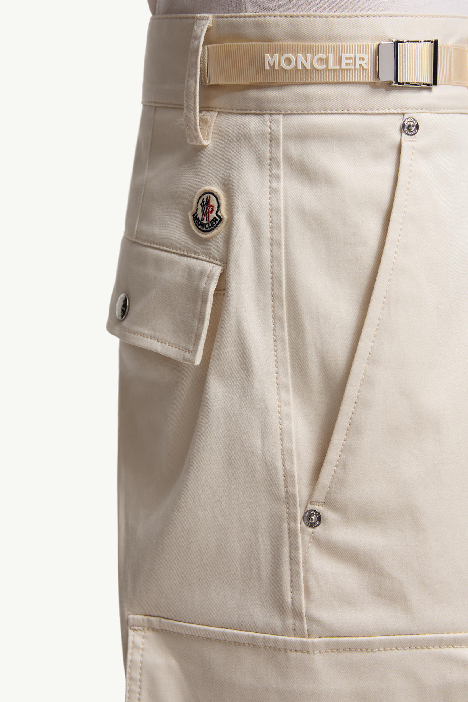 Cotton Gabardine Cargo Trousers Men White Ivory Moncler 5