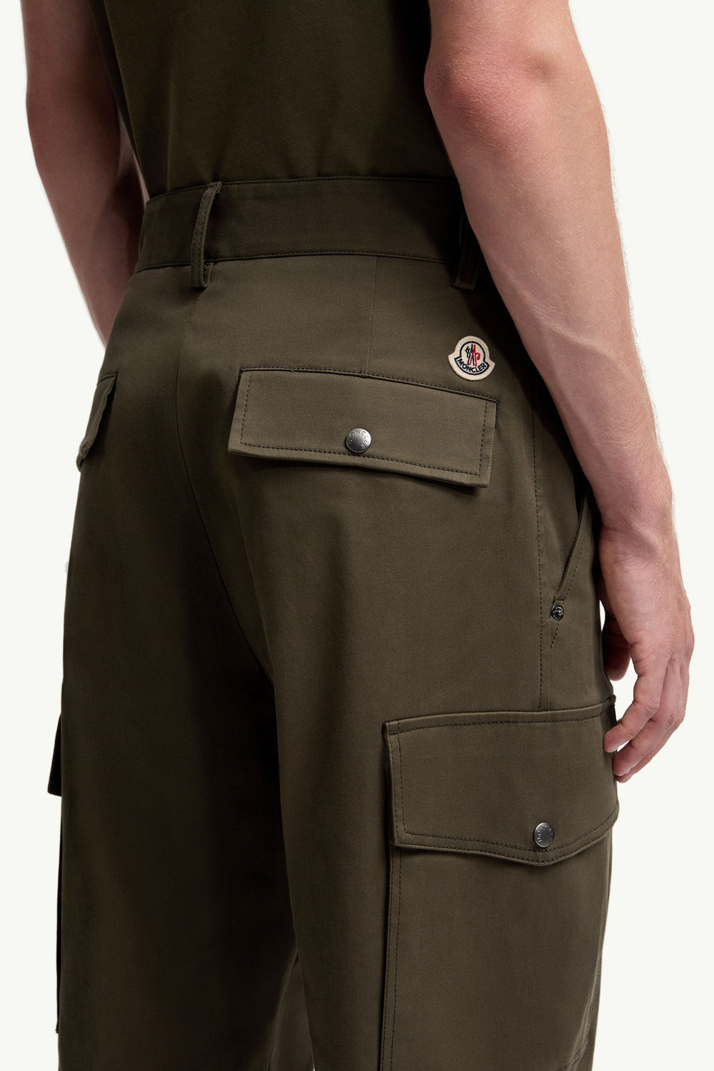 Cotton Gabardine Cargo Trousers Men Olive Green Moncler 5