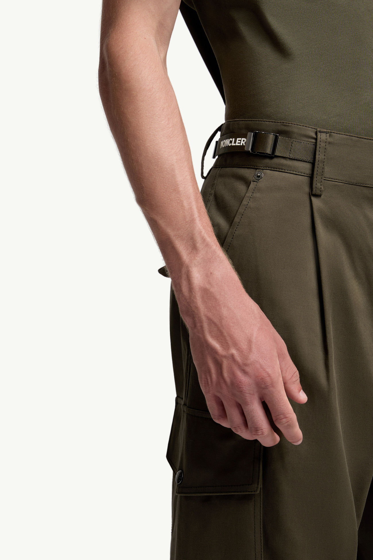 Cotton Gabardine Cargo Pants Men Olive Green Moncler 6