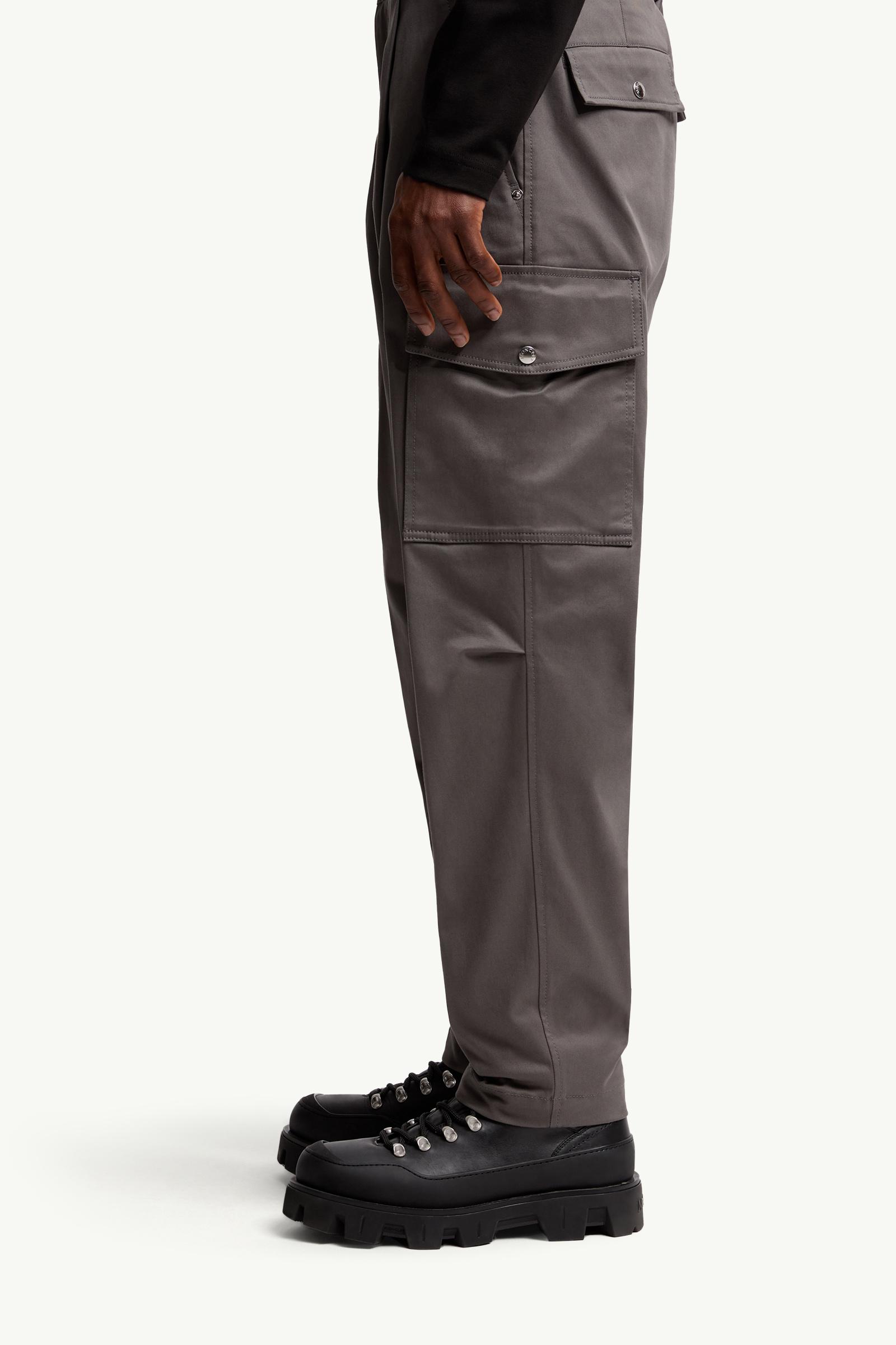 Cotton Gabardine Cargo Trousers Men Gray Moncler 1