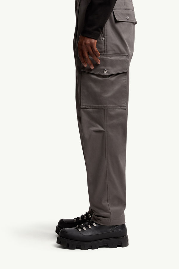 Cotton Gabardine Cargo Trousers Men Gray Moncler 1
