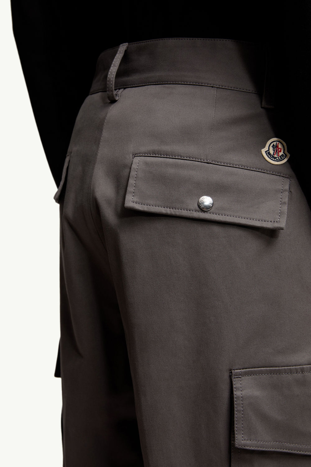 Cotton Gabardine Cargo Trousers Men Gray Moncler 5