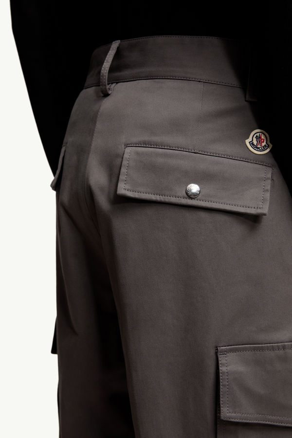 Cotton Gabardine Cargo Trousers Men Gray Moncler 5