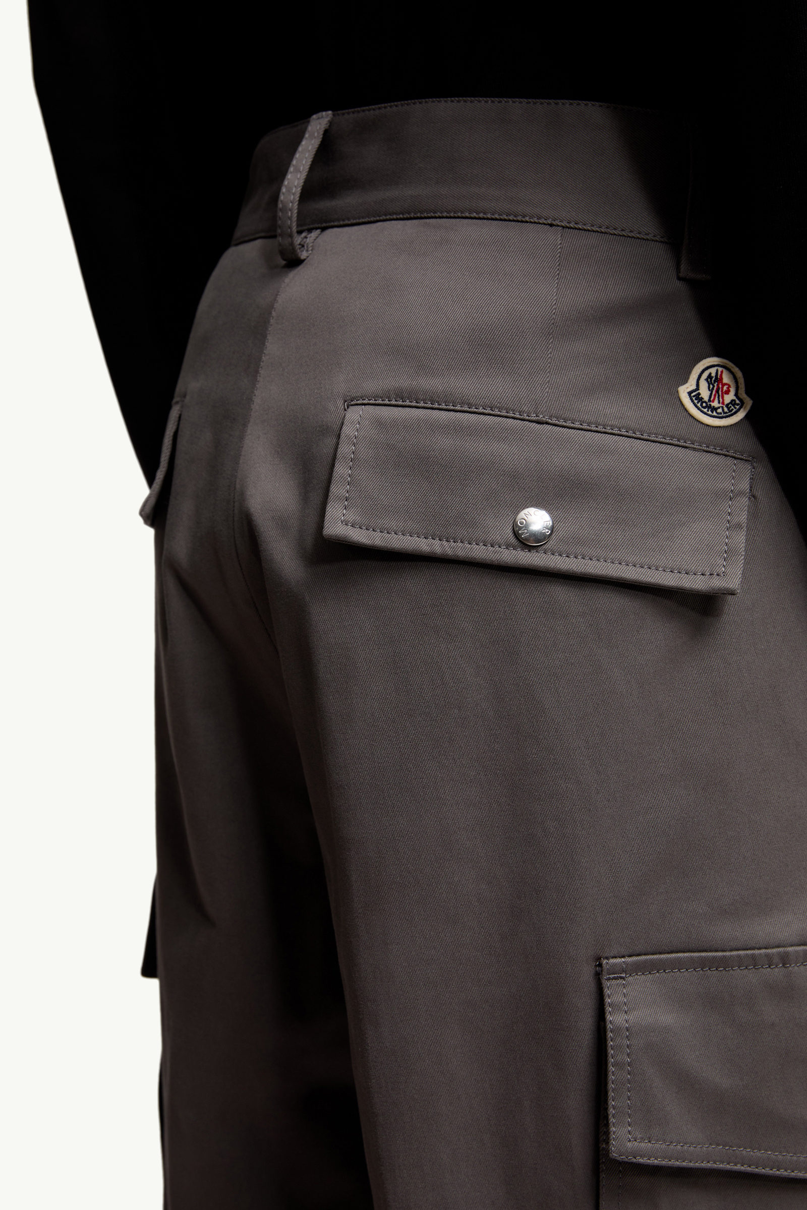 Cotton Gabardine Cargo Trousers Men Gray Moncler 5