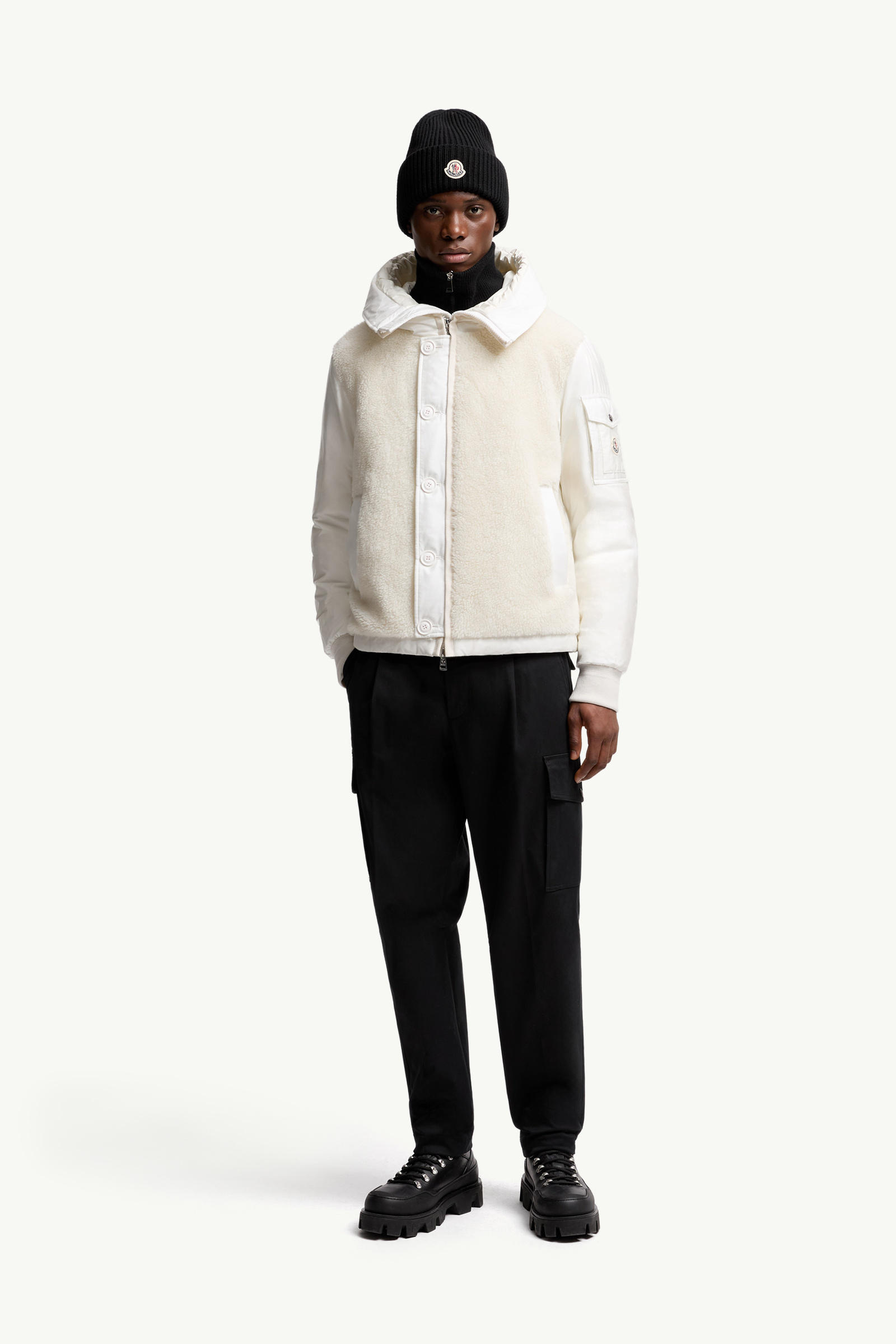 Cotton Gabardine Cargo Trousers Men Black Moncler 0