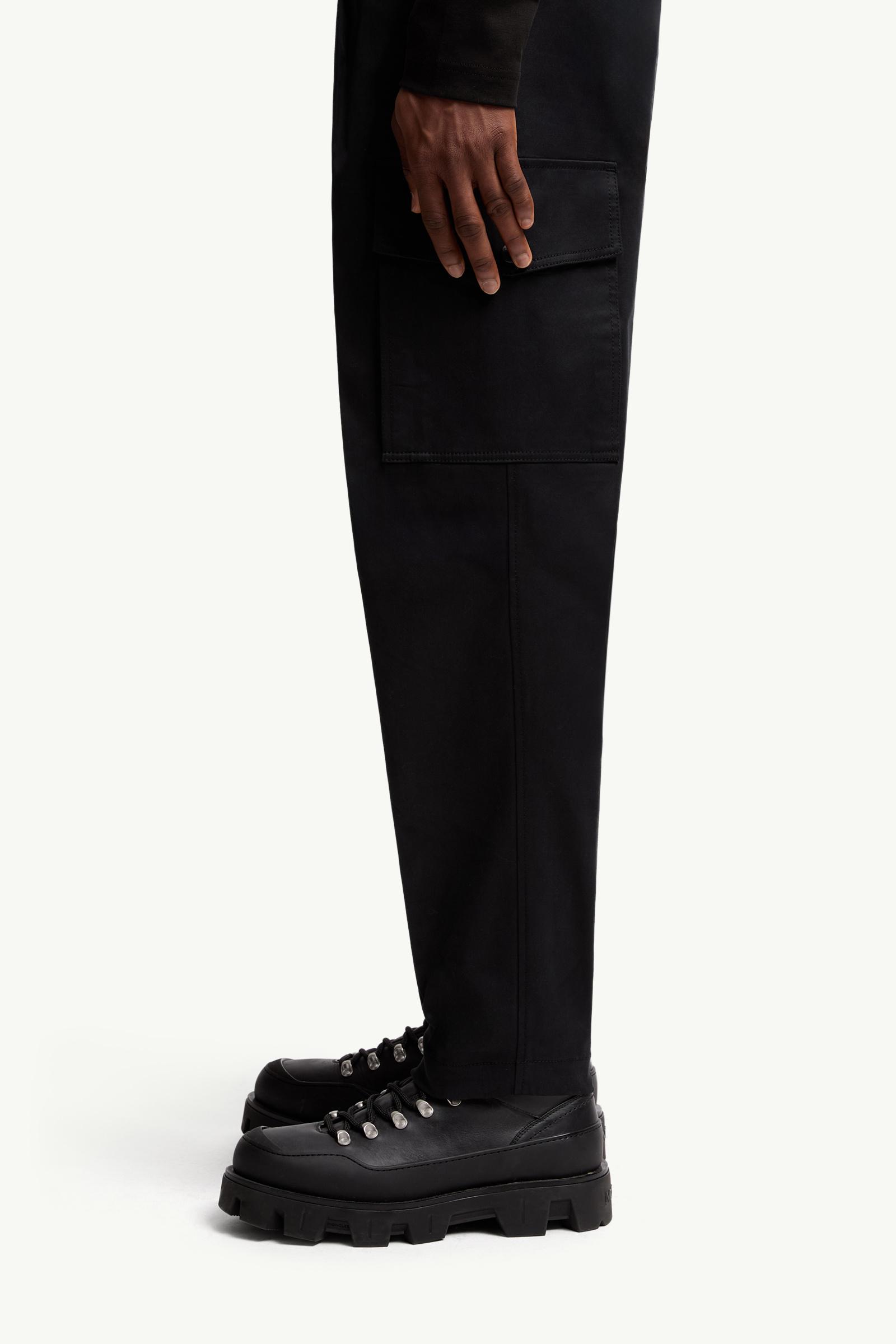 Cotton Gabardine Cargo Trousers Men Black Moncler 1